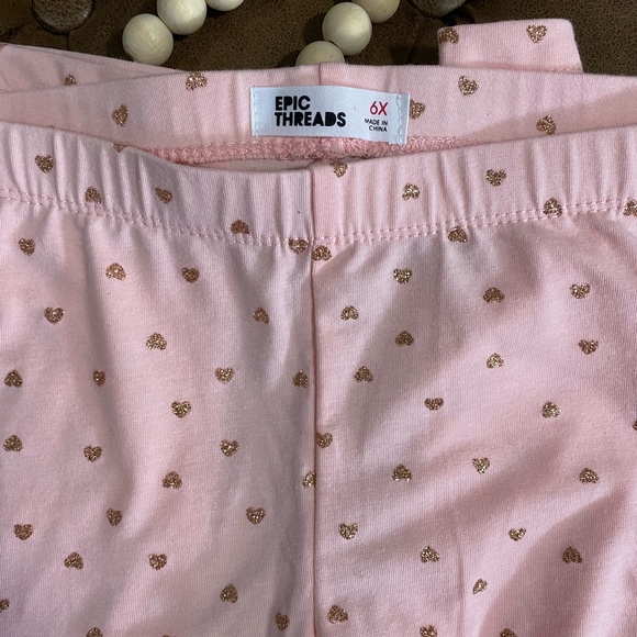Epic Threads Pink glitter heart leggings 6X - Picture 2 of 2